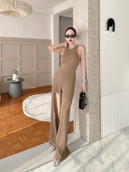 SIRINNN Sleeveless Long Cross Lace BackJumpsuits